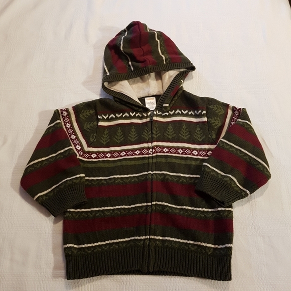 Gymboree boys 3T hooded knit sweater tree design - Picture 1 of 4